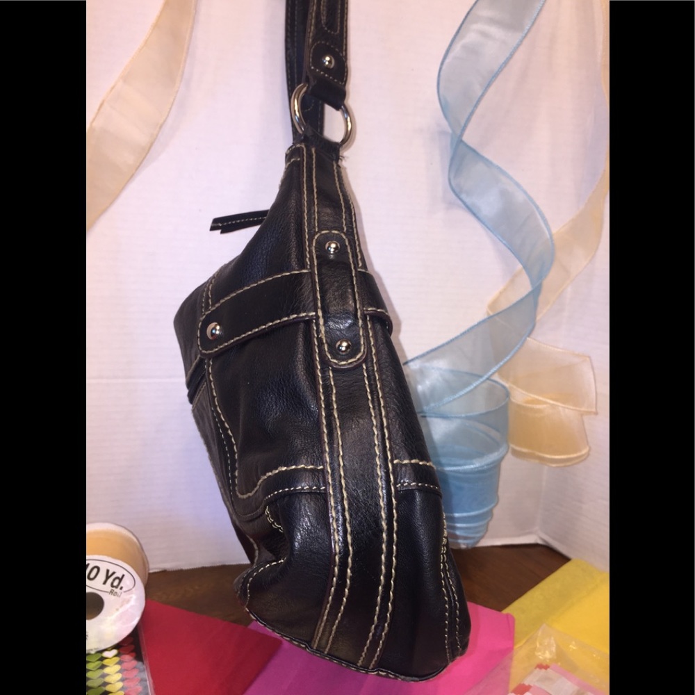 Tignanello’s Black Leather Hobo; Silver Hardware - Picture 4 of 8
